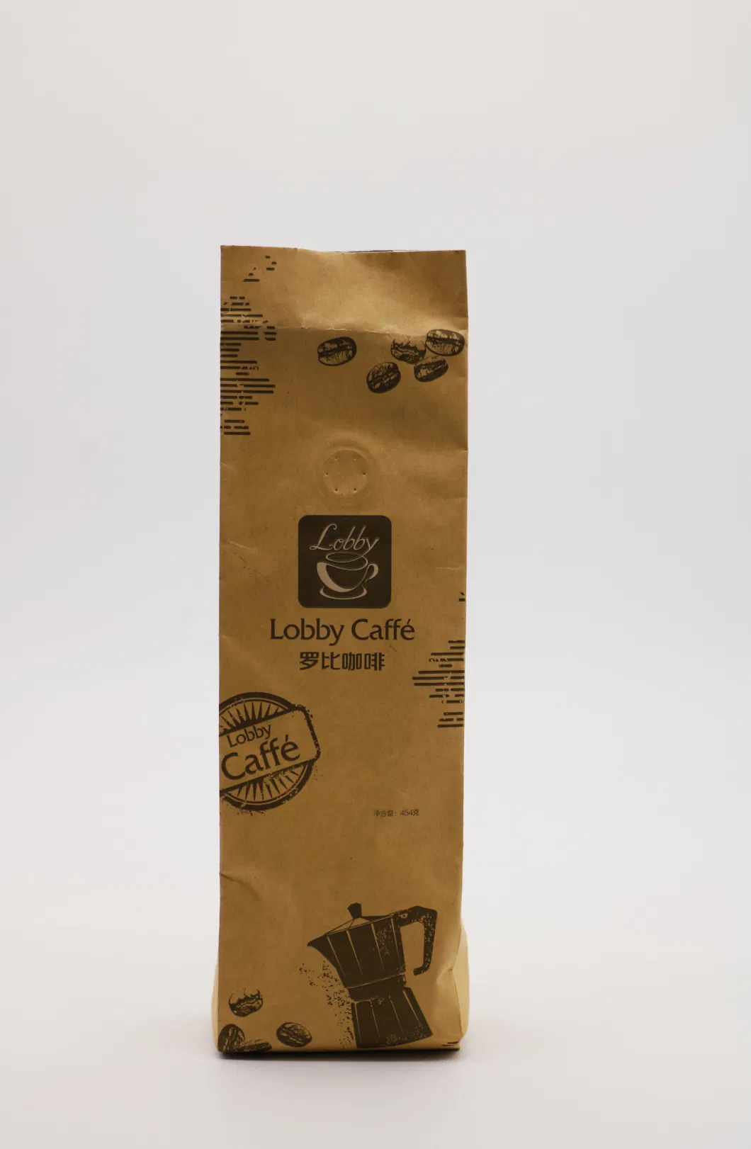 Kraft Paper/ Aluminum Foil Side/ Bottom Gusset Coffee Bean Zipper Packaging Bag with Valve